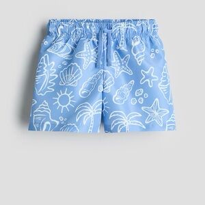 H&M Light Blue Seashell-Print Swim Trunks